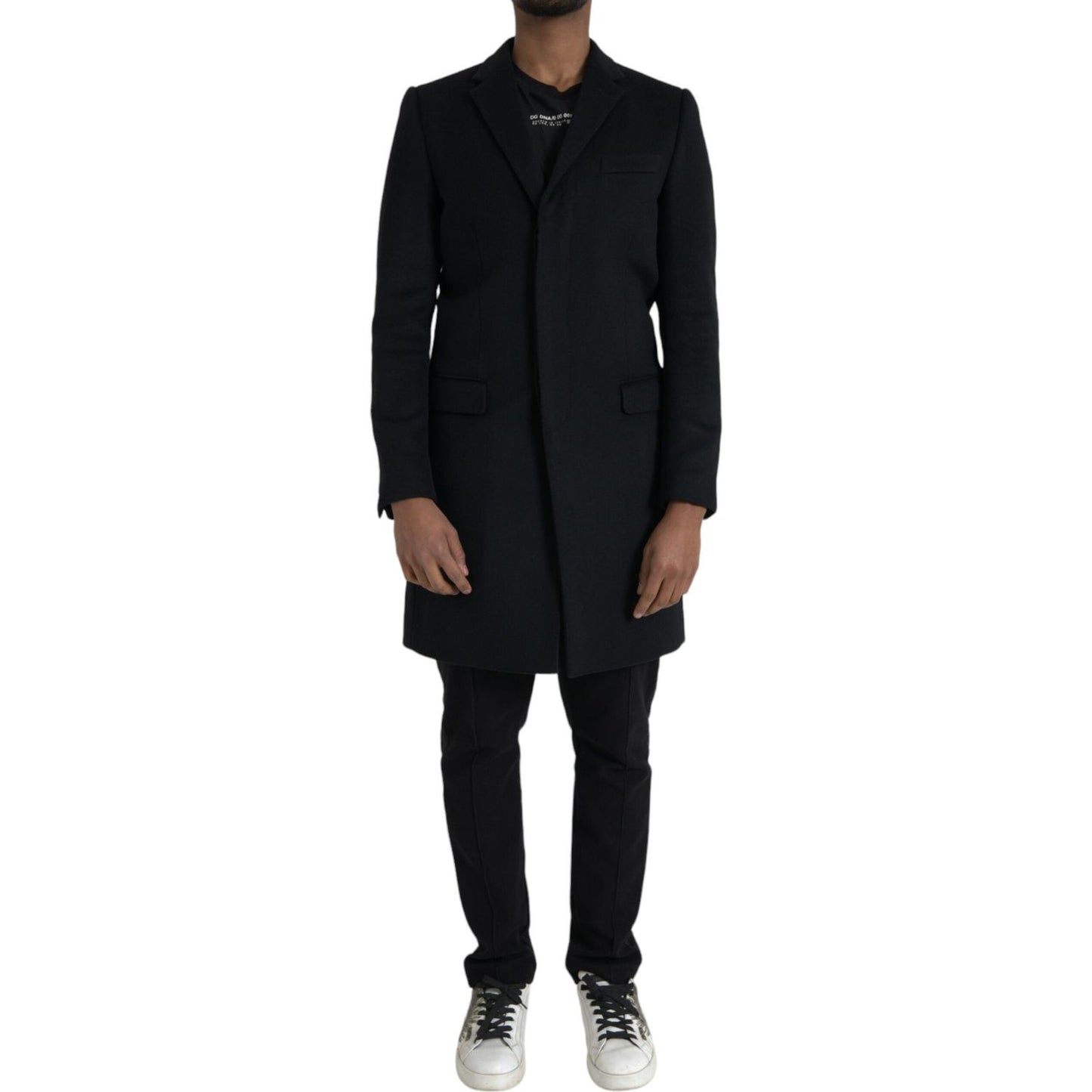 Dolce & Gabbana Black Single Breasted Trench Coat Jacket JKT3858-46
