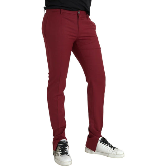 Dolce & Gabbana Red Wool Men Slim Fit Dress Pants PAN75296-48