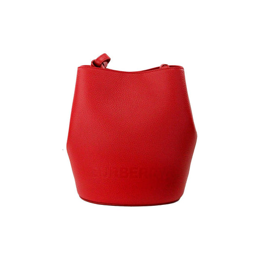 Burberry Lorne Small Red Pebbled Leather Bucket Crossbody Purse Bag 45233