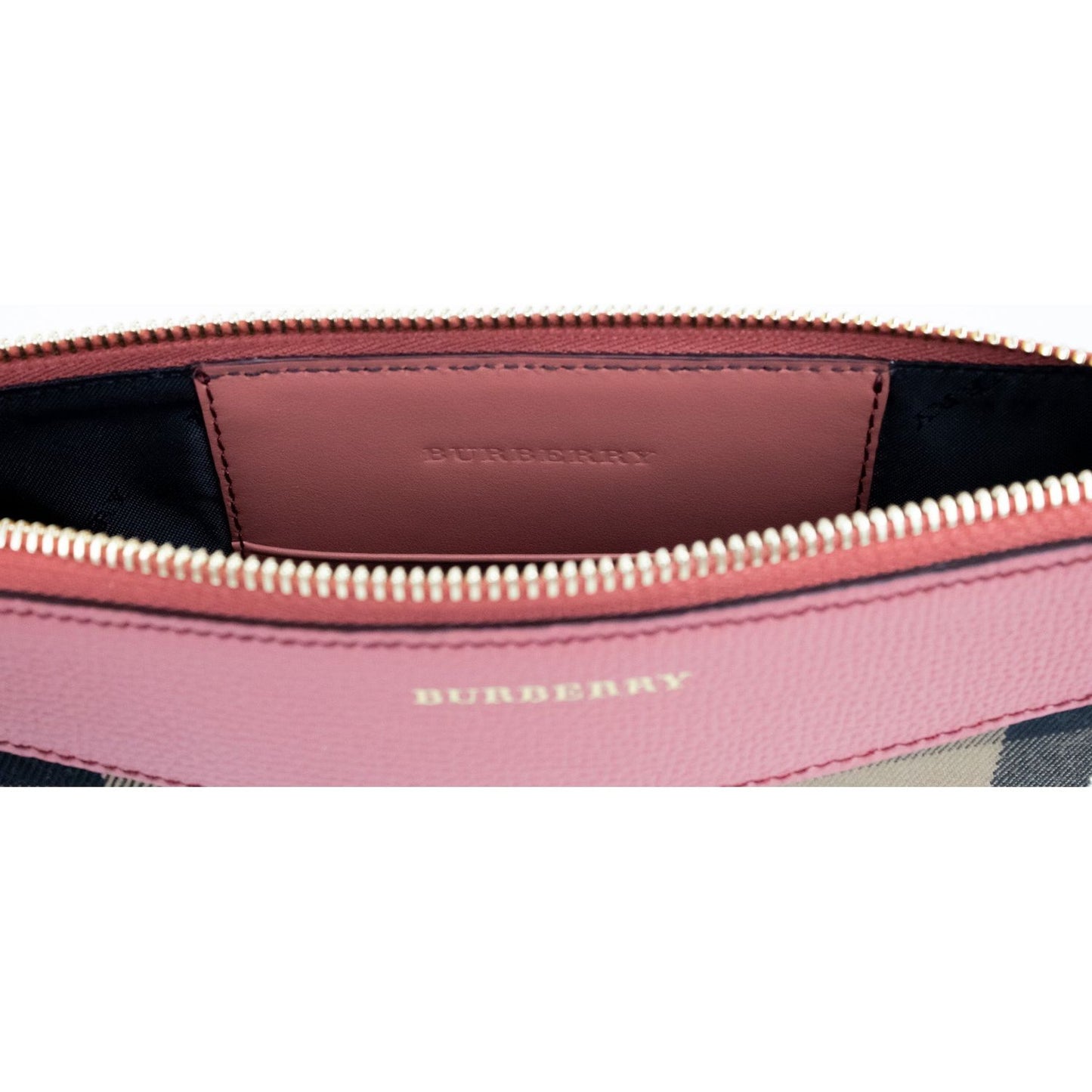 Burberry Peyton House Check Derby Cinnamon Red Grain Leather Pouch Crossbody Bag 47912