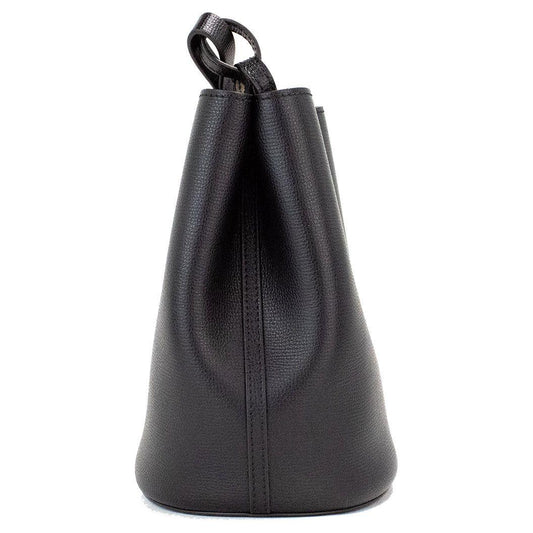 Burberry Lorne Small Black Haymarket Check Pebble Leather Bucket Handbag Purse 45674