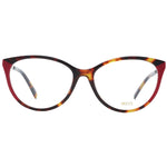 Emilio Pucci Red Women Glasses Frame, cat eye style, full-rim plastic frame with demo lenses, size 55-16-140, includes branded case.