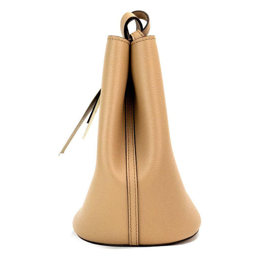 Burberry Lorne Small Camel Haymarket Check Pebble Leather Bucket Handbag Purse 45551