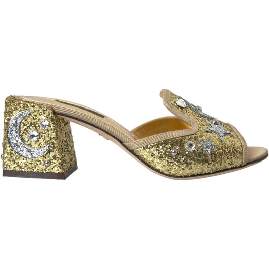 Dolce & Gabbana Dolce & Gabbana Gold Sequin Leather Heels Sandals Shoes LA10541-38 1728,67345645728,Dolce & Gabbana,EU38/US7.5,Gold,Material: Fabric,New with tags,Sandals - Women - Shoes,Shoes,Women,Women - Shoes