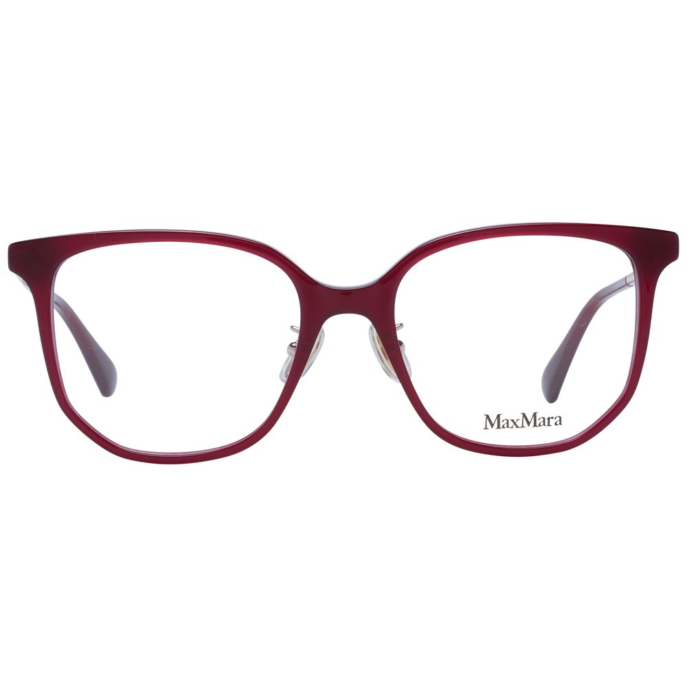 Max Mara Red Women Glasses Frame, full-rim plastic butterfly style with branded case, size 52-18-145.