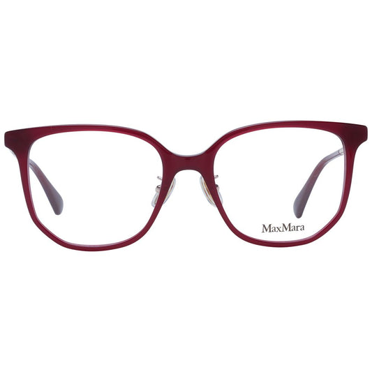 Max Mara Red Women Glasses Frame, full-rim plastic butterfly style with branded case, size 52-18-145.