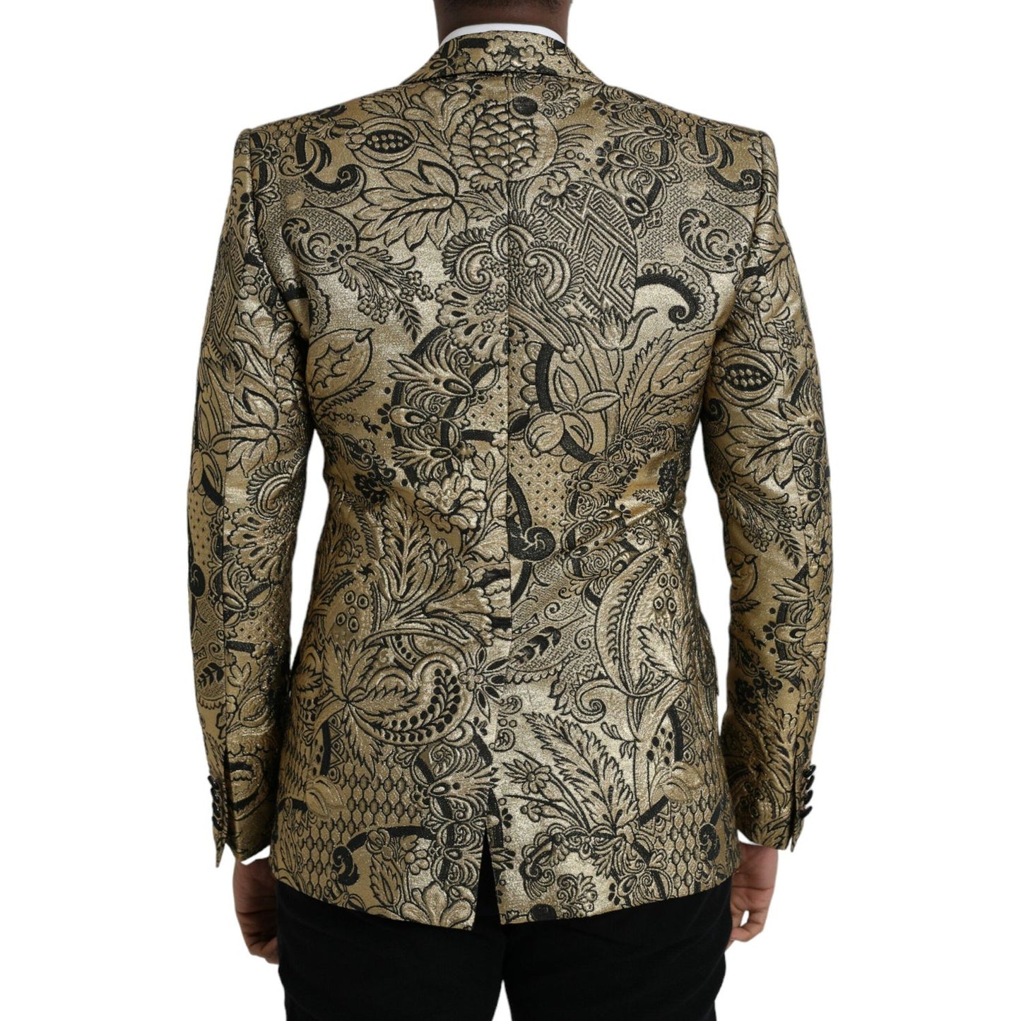 Dolce & Gabbana Gold SICILIA Jacquard Single Breasted Coat Blazer JKT4016-48