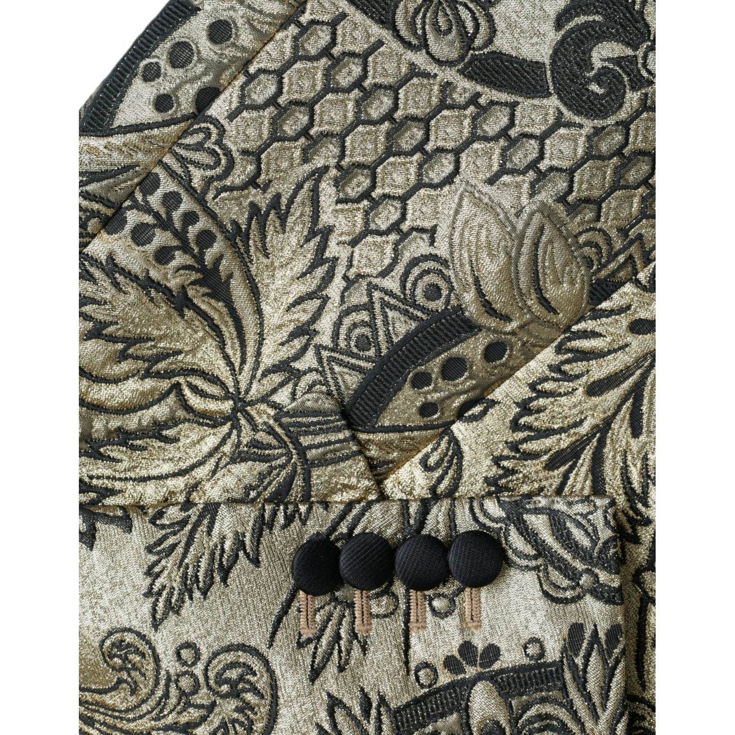 Dolce & Gabbana Gold SICILIA Jacquard Single Breasted Coat Blazer JKT4016-48