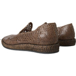 Dolce & Gabbana Brown Woven Leather Loafers Casual Shoes MV5688-41