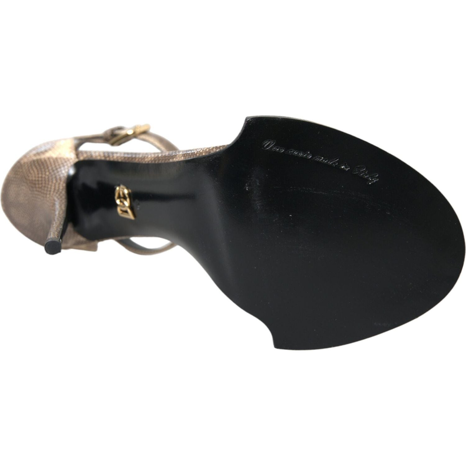 حذاء صندل من الجلد البني من دولتشي آند غابانا مع كريستال