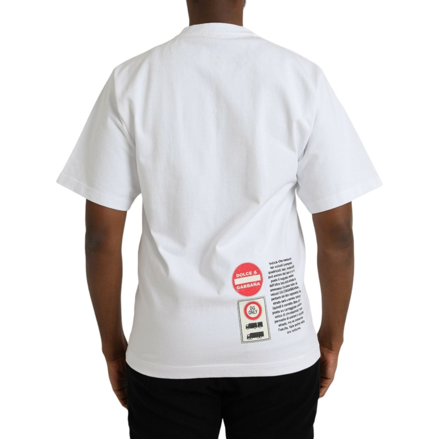 تي شيرت Dolce &amp; Gabbana أبيض من القطن بياقة دائرية وأكمام قصيرة بطبعة قلب