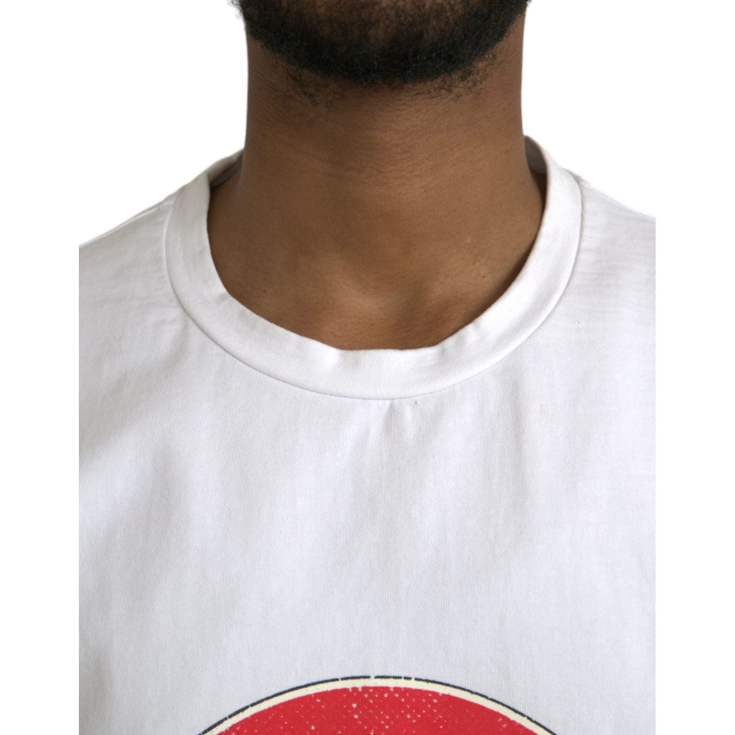 تي شيرت Dolce &amp; Gabbana أبيض من القطن بياقة دائرية وأكمام قصيرة بطبعة قلب