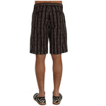 Dolce & Gabbana Bordeaux White Striped Hemp Casual Shorts SIG60407-5