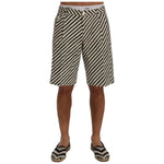 Dolce & Gabbana White Black Striped Hemp Casual Shorts SIG60409-5