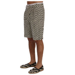 Dolce & Gabbana White Black Striped Hemp Casual Shorts SIG60409-5