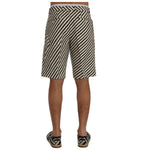 Dolce & Gabbana White Black Striped Hemp Casual Shorts SIG60409-5