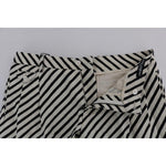 Dolce & Gabbana White Black Striped Hemp Casual Shorts SIG60409-5