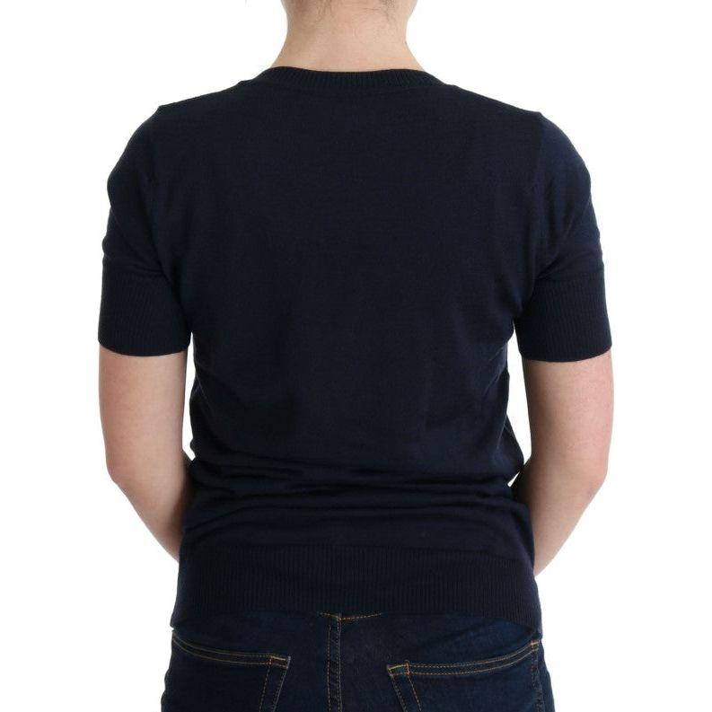 MARGHI LO' Blue 100% Lana Wool Blouse Top