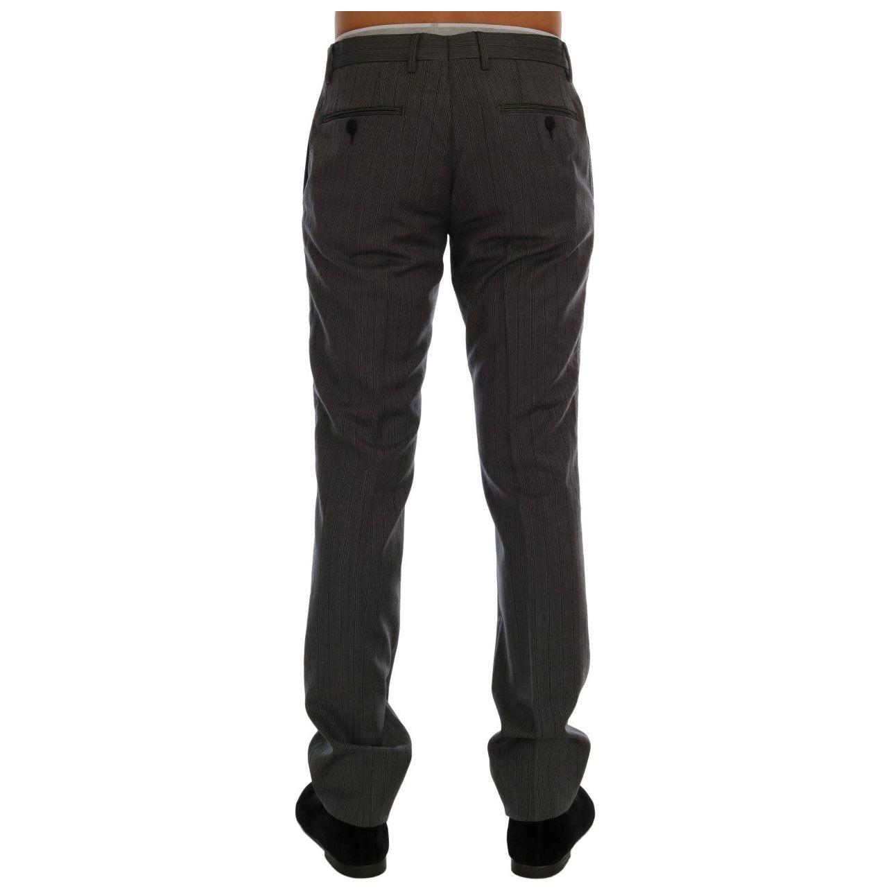 Dolce & Gabbana Gray Wool Striped Formal Pants PAN60729-4