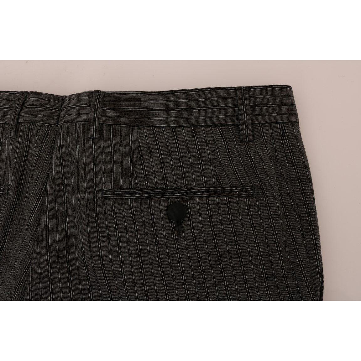 Dolce & Gabbana Gray Wool Striped Formal Pants PAN60729-4