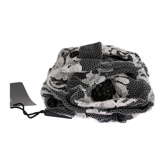 Dolce & Gabbana Black White Floral Lace Crystal Hair Claw