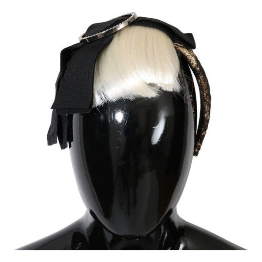 Dolce & Gabbana Black Crystal White Diadem Headband SMY1071