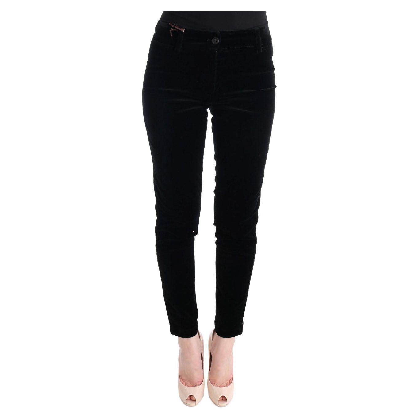 Ermanno Scervino Black Viscose Blend Velvet Cropped Pants SIG30308-1