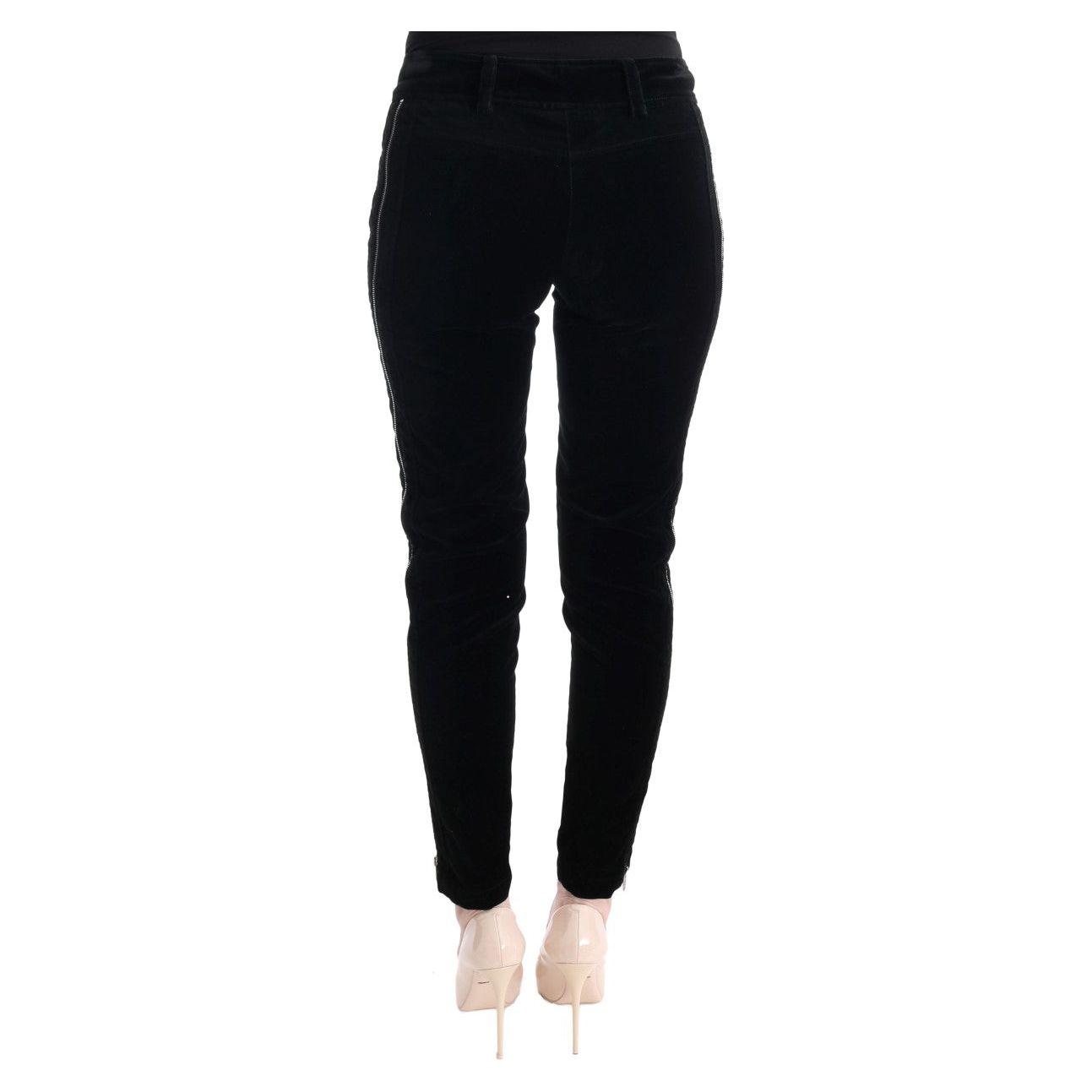 Ermanno Scervino Black Viscose Blend Velvet Cropped Pants SIG30308-1