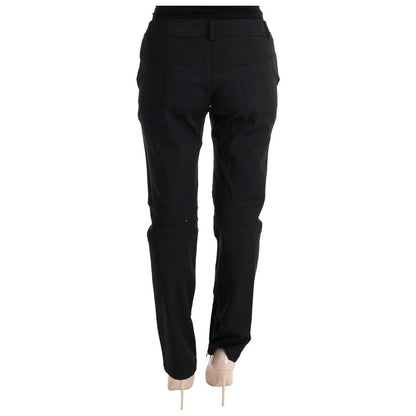 Ermanno Scervino Black Cotton Slim Fit Casual Pants