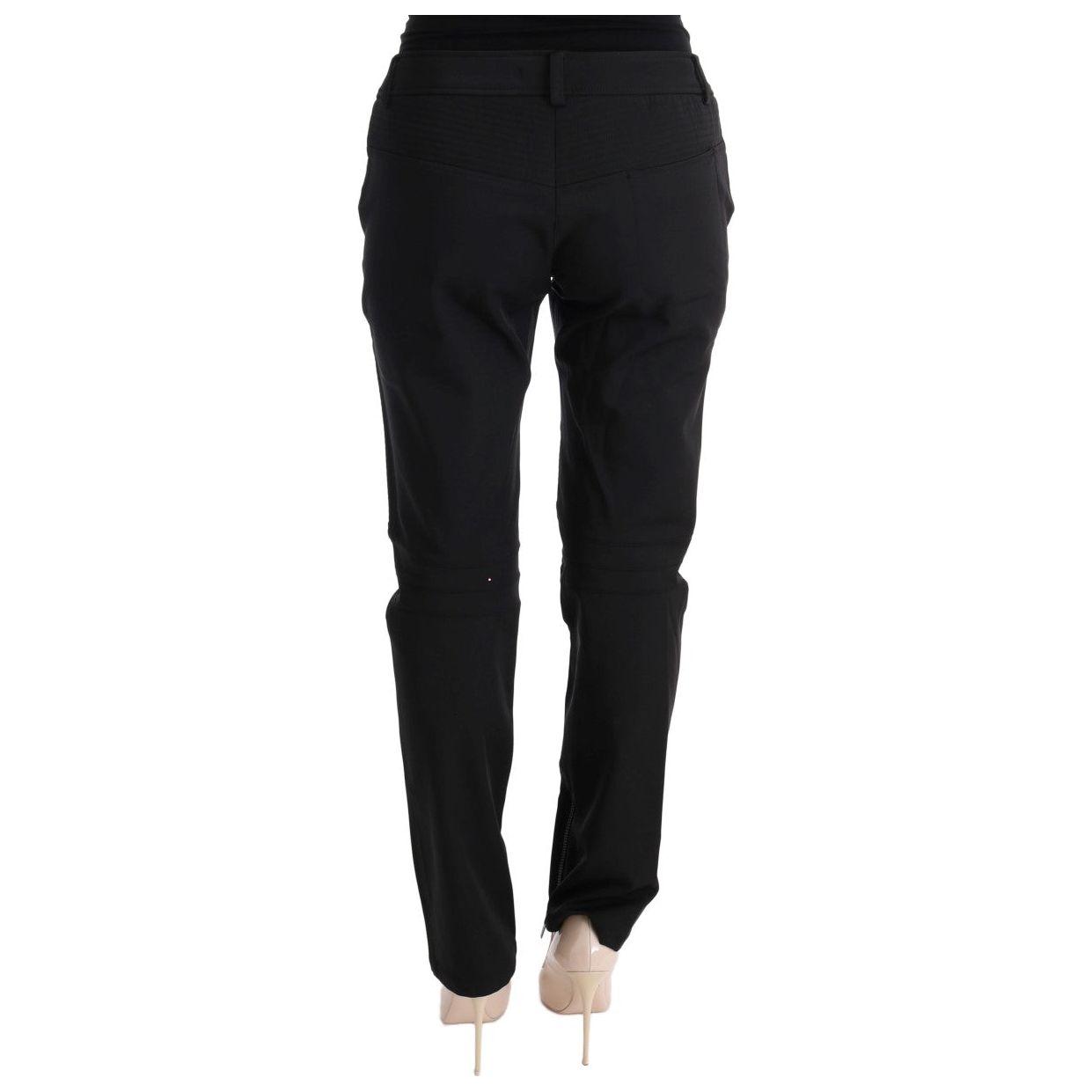 Ermanno Scervino Black Cotton Slim Fit Casual Pants SIG30313-1