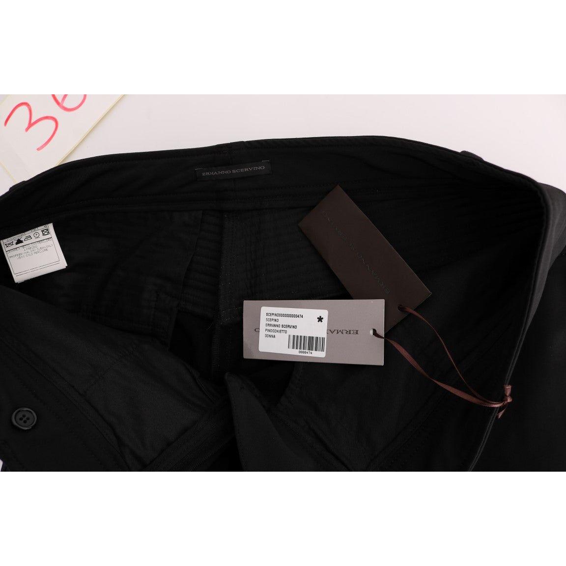 Ermanno Scervino Black Cotton Slim Fit Casual Pants SIG30313-1