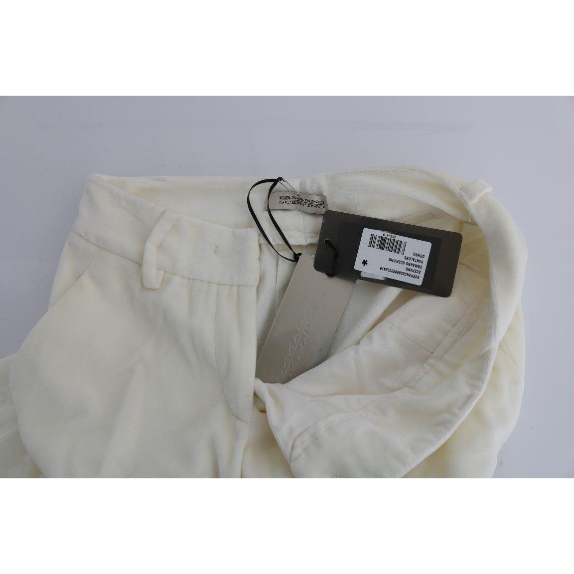 Ermanno Scervino White Cotton Regular Fit Casual Pants