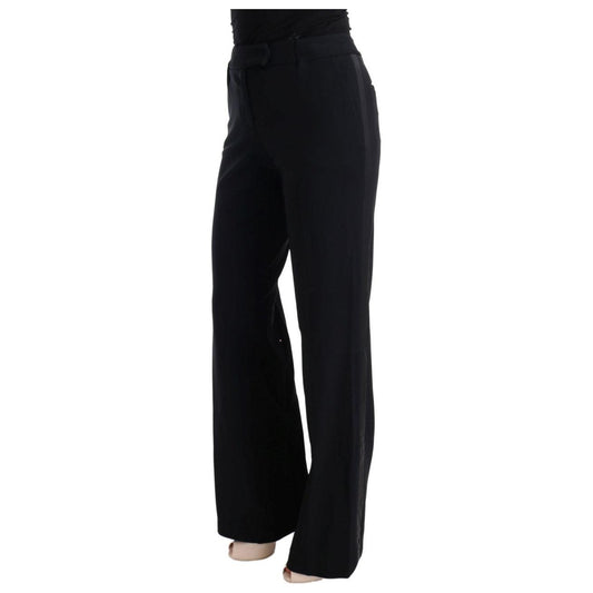 Ermanno Scervino Black Viscose Flare Bootcut Pants SIG30320-1