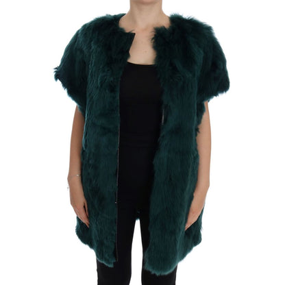 Dolce & Gabbana Green Alpaca Fur Vest Sleeveless Jacket