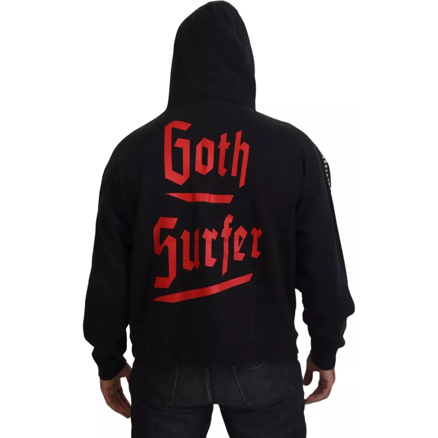 سترة Dsquared² سوداء مزينة بسحّاب كامل وغطاء رأس