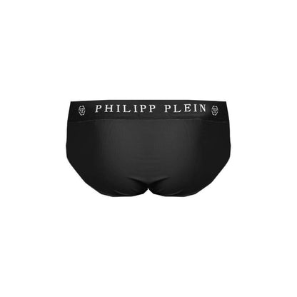 Philipp Plein Black Polyamide Men Swimwear
