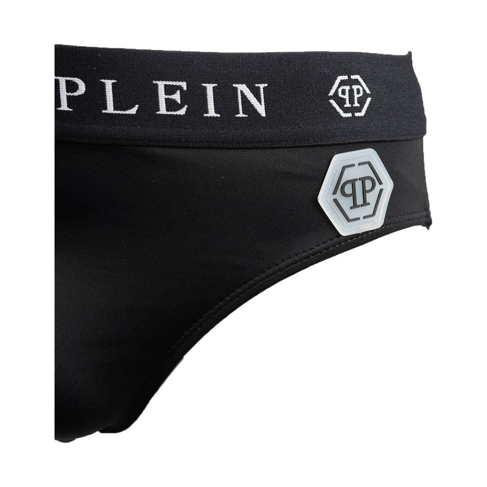 Philipp Plein Black Polyamide Men Swimwear
