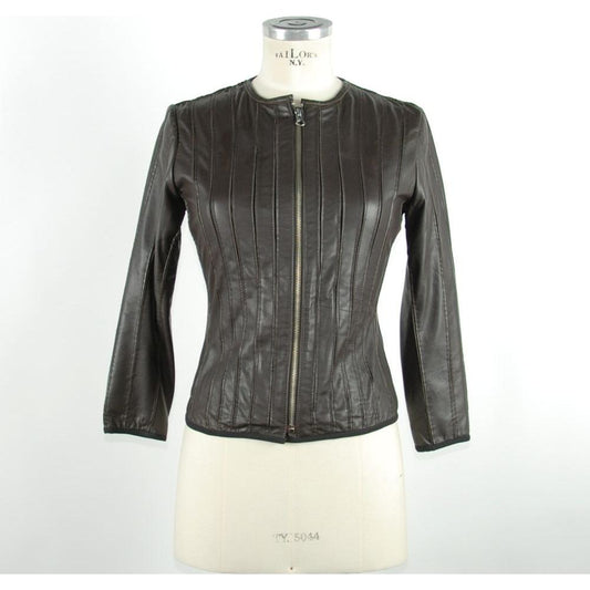 Emilio Romanelli Black Leather Women Jacket EM-951-IT42|M
