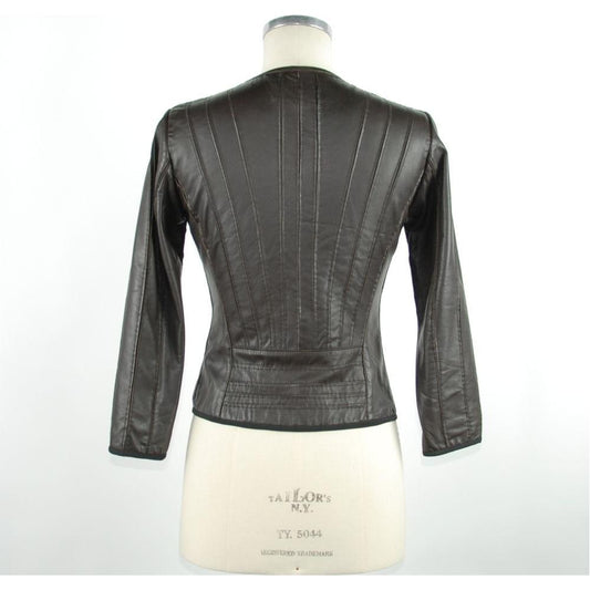 Emilio Romanelli Black Leather Women Jacket EM-951-IT42|M