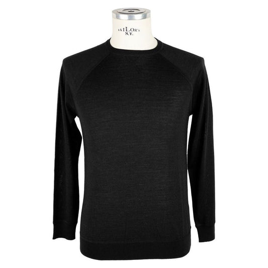 Emilio Romanelli Black Cashmere Men Sweater EM-7604-IT52 | XL
