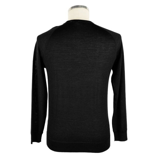 Emilio Romanelli Black Cashmere Men Sweater EM-7604-IT52 | XL