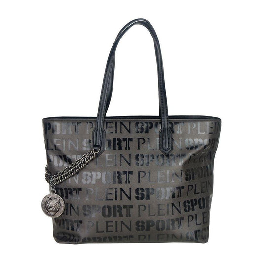 Plein Sport Sleek Black Designer Shopping Bag with Logo Print PLSP-7598