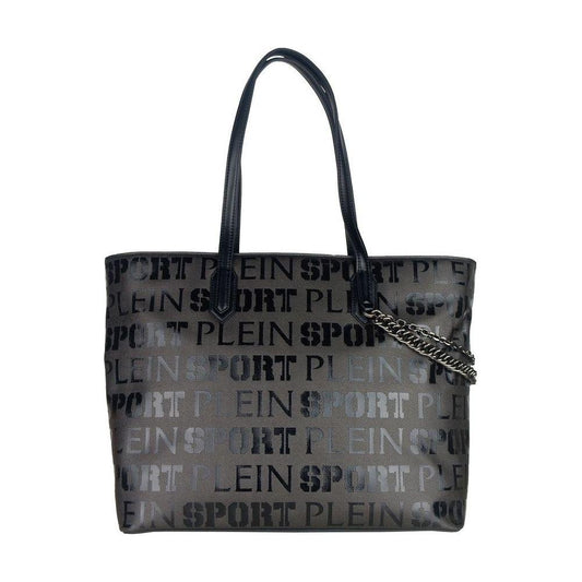 Plein Sport Sleek Black Designer Shopping Bag with Logo Print PLSP-7598