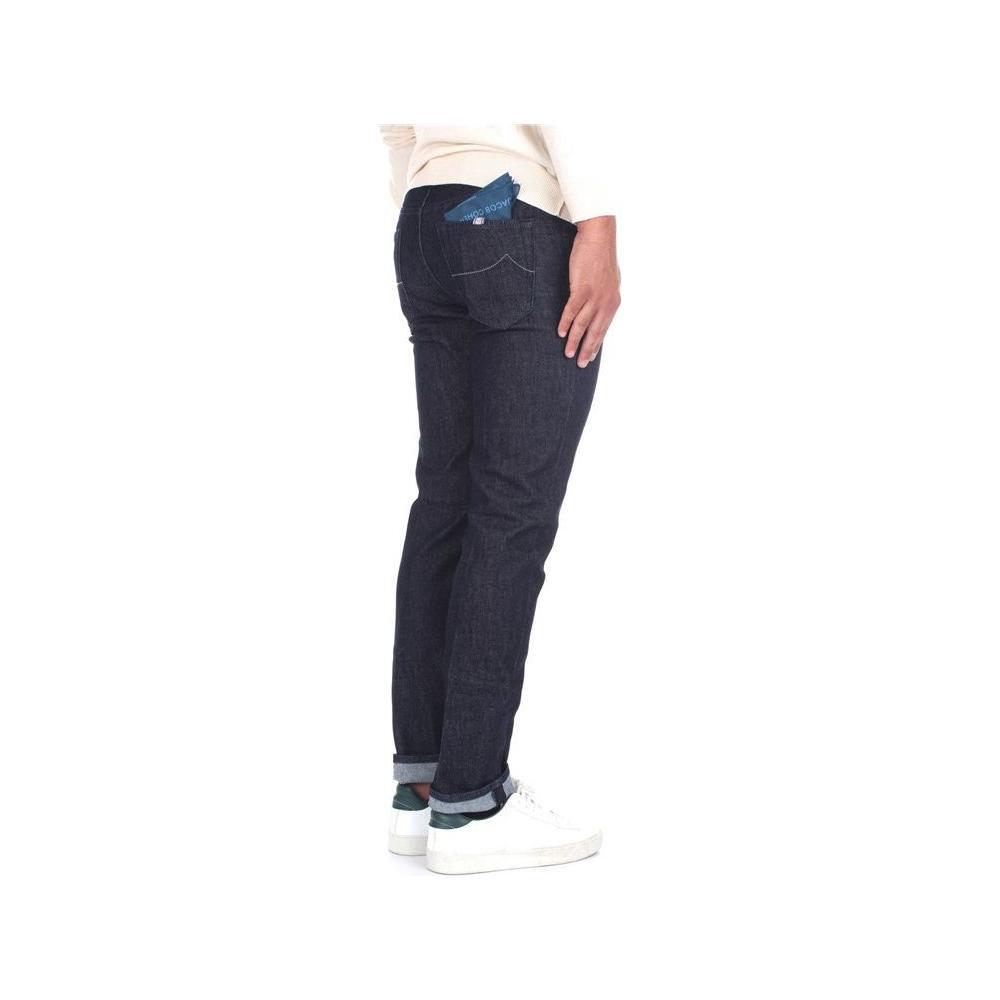 Jacob Cohen Sleek Slim Fit Designer Jeans with Leather Detail JA-7213-W32