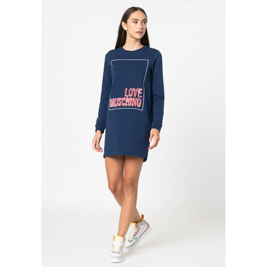Love Moschino Blue Cotton Women Dress LO-6011-IT44|L