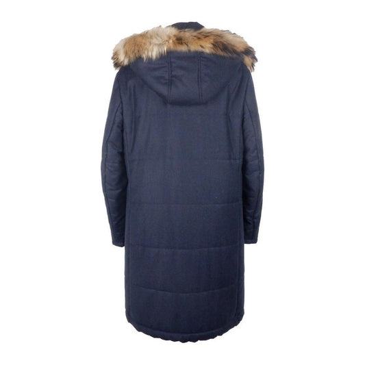 Made in Italy Blue Wool Men's Raincoat LO-4904-IT46 | S