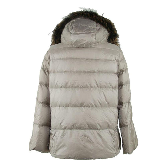 Emilio Romanelli Elegant Gray Polyamide Fur-Trimmed Coat EM-1135-IT48 | XL