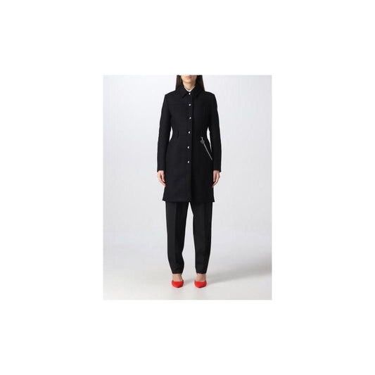 Love Moschino Elegant Black Wool Coat with Silver Chain Detail LO-10251-IT42|M