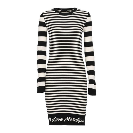 Love Moschino Elegant Striped Knit Dress with Long Sleeves LO-10225-IT40|S