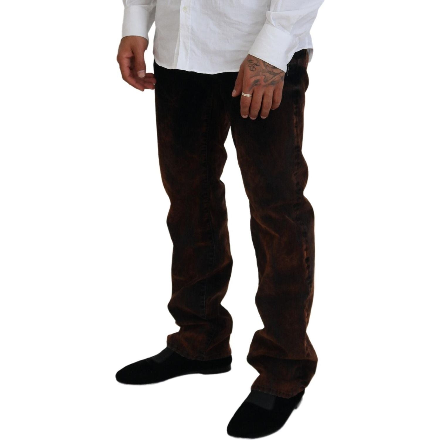 بنطلون جينز كاجوال مستقيم من القطن المغسول باللون البني من Dsquared²